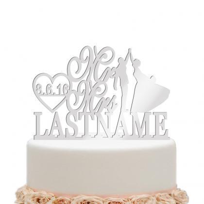 Mr And Mrs Wedding Cake Topper Personalized Bride..