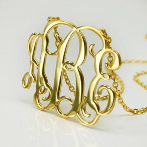 1.25inch Monogram Necklace 18k Gold Plated- 925..