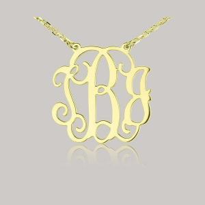 1.25inch Monogram Necklace 18k Gold Plated- 925..