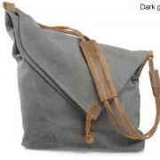 Dark Grey Vintage Retro Single shoulder bag Messenger Bag Handbag Tote Bag Genuine Canvas Bag -vb116
