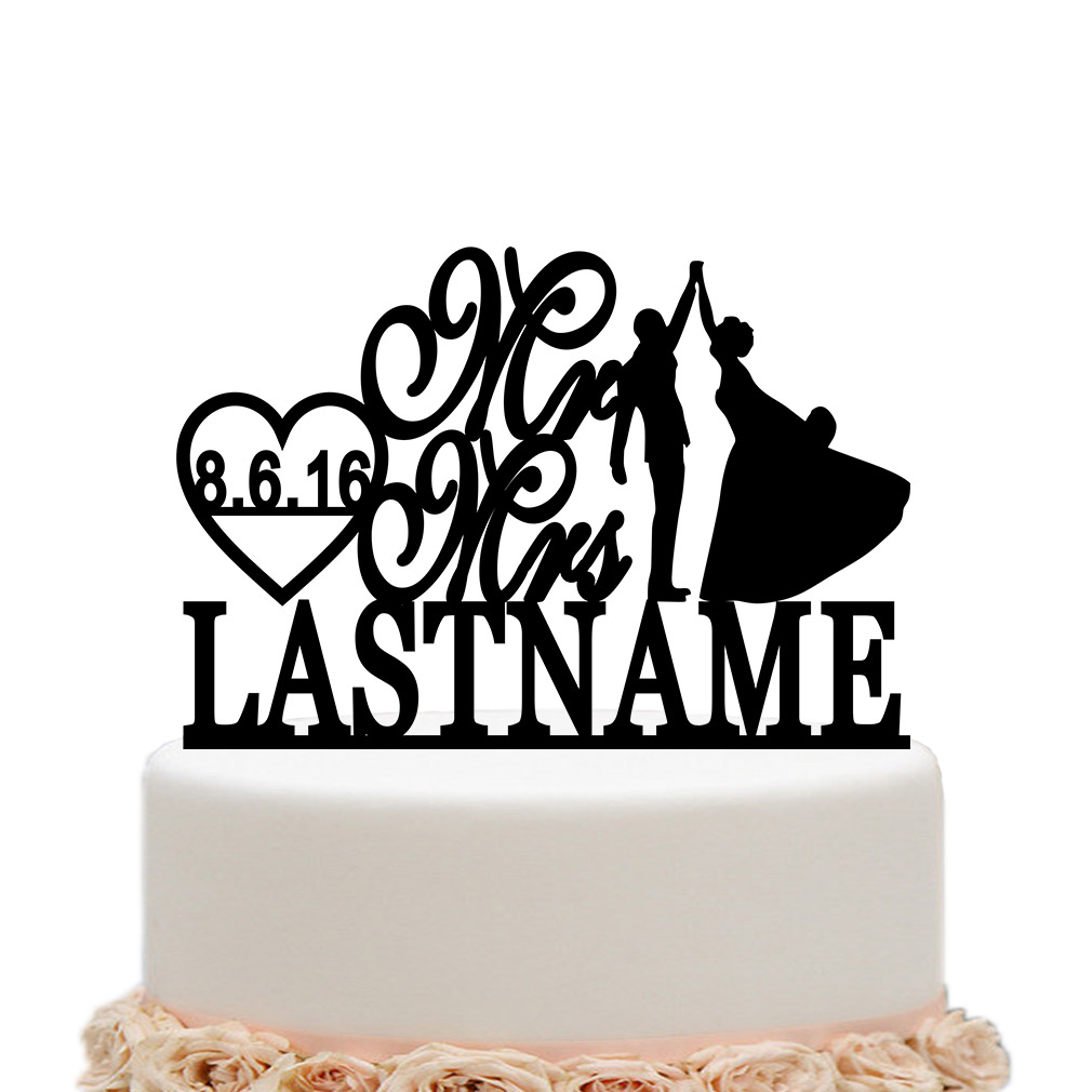Mr And Mrs Wedding Cake Topper Personalized Bride And Groom
