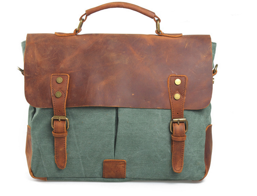 Green Unisex Messenger Bag/vintage Bag /retro Bags /tote Bag/ Handbags /genuine Leather Bag/canvas Bag /briefcase -vb114