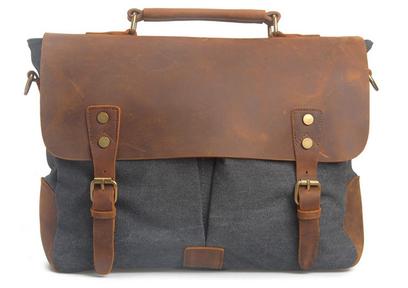 Dark Grey Unisex Messenger Bag/vintage Bag /retro Bags /tote Bag/ Handbags /genuine Leather Bag/canvas Bag /briefcase -vb114