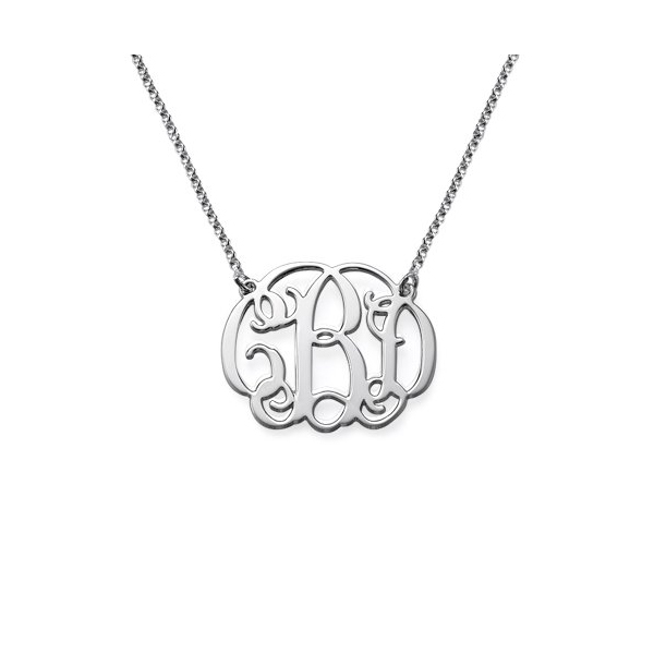 1.25inch Monogram Necklace - 925 Sterling Silver 100% Handmade