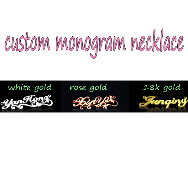 100% Handmade Monogram Necklace Custom Personalized Diy 925 Sterling Silver+gold/white Gold/rose Gold Plated