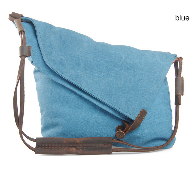 Blue Vintage Retro Single Shoulder Bag Messenger Bag Handbag Tote Bag Genuine Canvas Bag -vb116